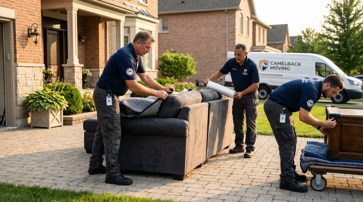 Large estate moving crew wrapping furniture in Lewisburg, OH