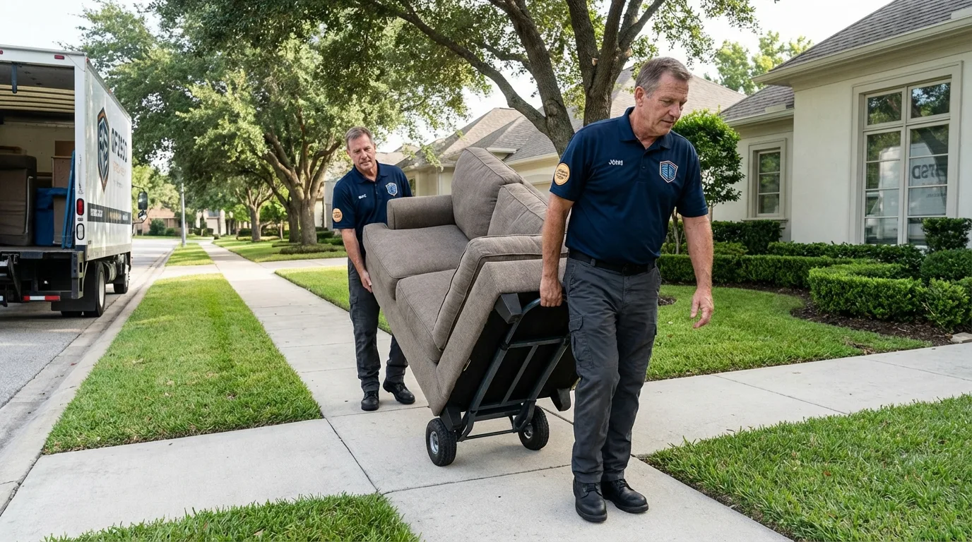 Local residential moving crew loading furniture in Lewisburg, OH